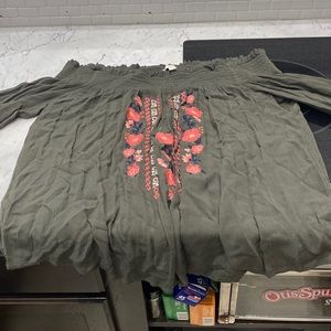 C - brand - Olive with pink floral pattern